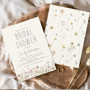 Modern Boho Wildflower Bridal Shower Elegant Invitation