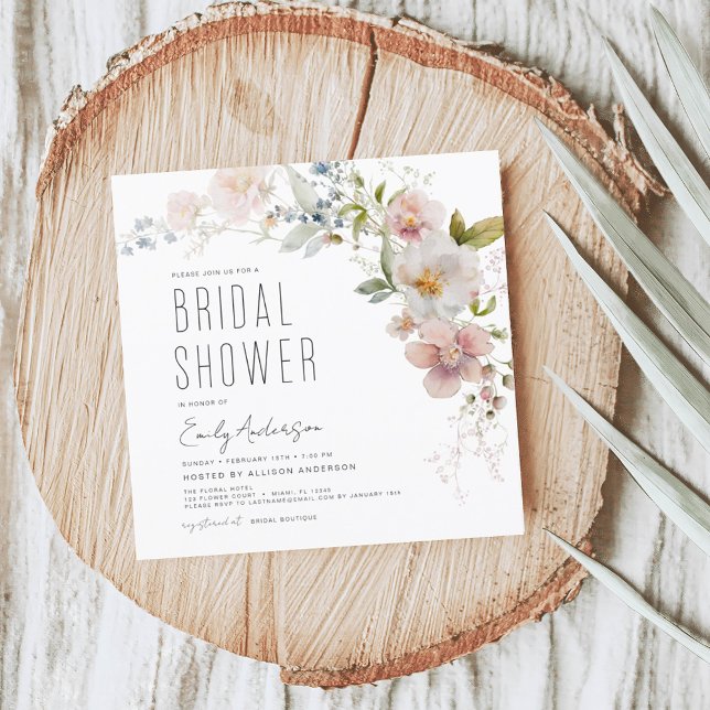 Modern Boho Wildflower Bridal Shower Elegant Invitation (Creator Uploaded)