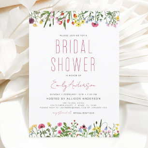 Modern Boho Wildflower Bridal Shower Elegant Invitation