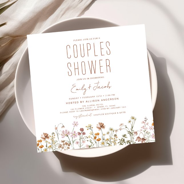 Modern Boho Wildflower Couples Shower Elegant Invitation (Creator Uploaded)