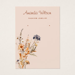 Modern boho wildflower floral earring display card