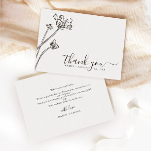 Modern Boho Wildflower Periwinkle Wedding Thank You Card
