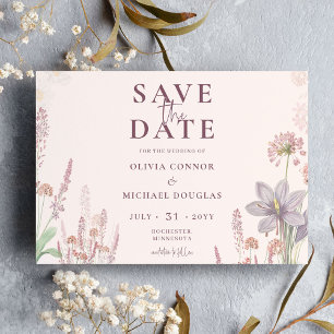 Modern Boho Wildflower Wedding QR Save The Date