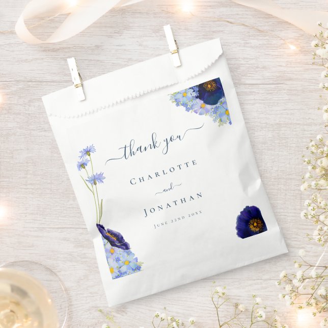 Modern Boho Wildflower Wedding Thank You Favour Bag (Clipped)