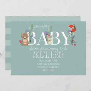 Modern Boho Woodland Sage Green Baby Shower Invitation