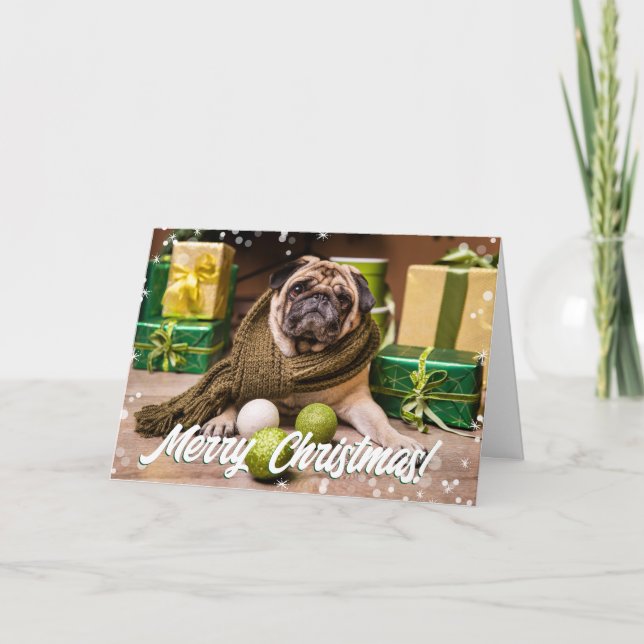 Modern Bokeh Merry Christmas Photo Holiday Card (Front)