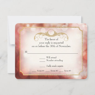 Modern Bokeh Sparkle Twinkle Marsala RSVP