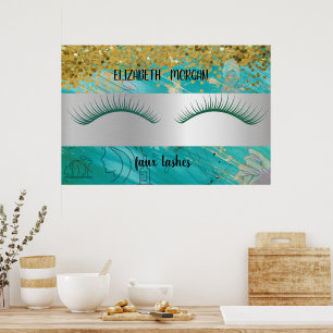 Modern Bokeh,Stripe,Faux Lashes Po Poster