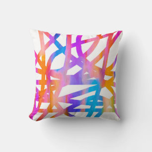 modern bold abstract bright colourful painted line throw pillow
