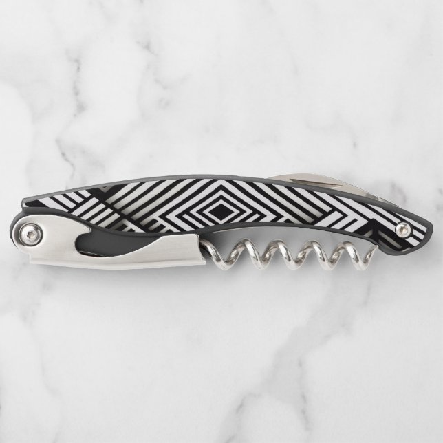 Modern bold Abstract Monochrome Geometric Pattern Corkscrew (Front)