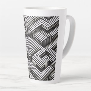 Modern bold Abstract Monochrome Geometric Pattern Latte Mug