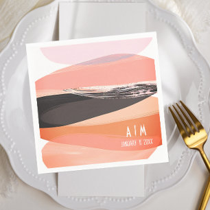 Modern Bold and Edgy Coral Wedding Napkin