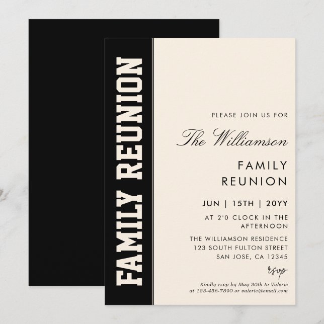 Modern Bold and Minimalist Family Reunion Invitation (Front/Back)