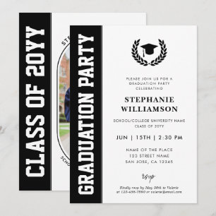 Modern Bold and Minimalist Grad Photo Graduation Invitation