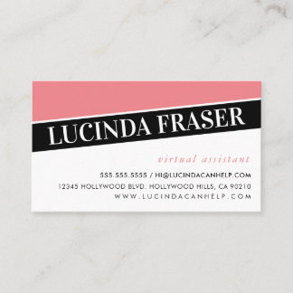 MODERN BOLD ANGLE minimal simple black coral pink Business Card