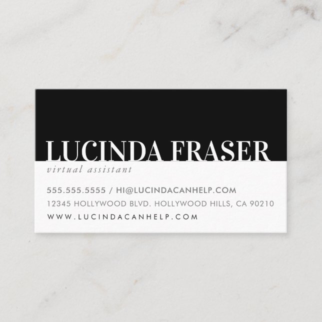 MODERN BOLD BAND minimal simple black white Business Card (Front)