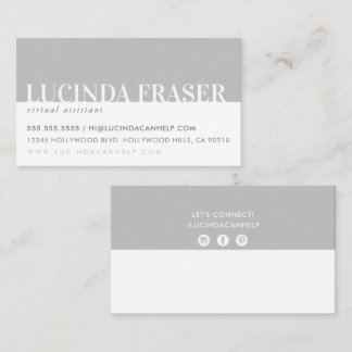 MODERN BOLD BAND minimal simple soft silver grey Business Card