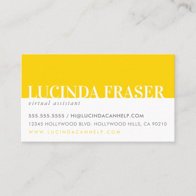 MODERN BOLD BAND minimal simple yellow grey Business Card (Front)