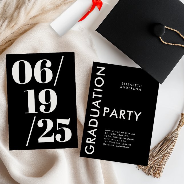 Modern Bold Black and White Graduation Party Invitation (Creator Uploaded)