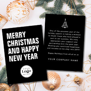 Modern Bold Black Custom Logo Business Christmas Holiday Card