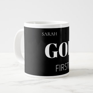 Modern Bold Black God First Faith Saying Slogan  Large Coffee Mug