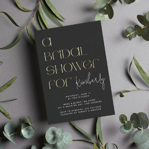 Modern Bold Black Grey Bridal Shower Gold