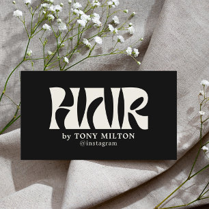 Modern Bold Black Old White Hair Salon Business Card