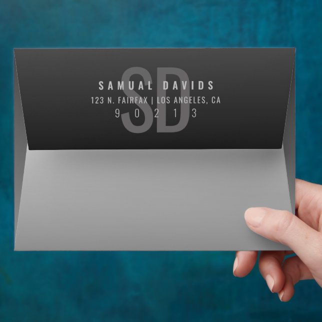 Modern Bold Black Ombre Return Address Envelope (Hand)
