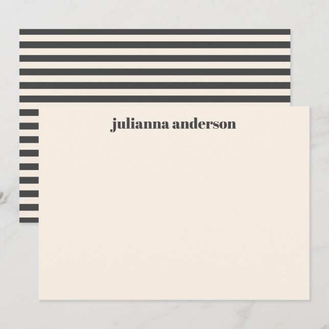 Modern Bold Black Stripes Personalized Name Card (Front/Back)