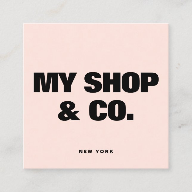 Modern Bold Black Typography QR Code Square Business Card (Front)