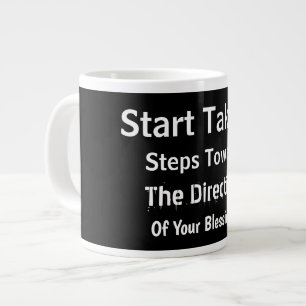 Modern Bold Black Uplifting Everyday Faith  Large Coffee Mug