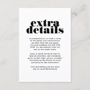 Modern Bold Black White Extra Info Details Enclosure Card