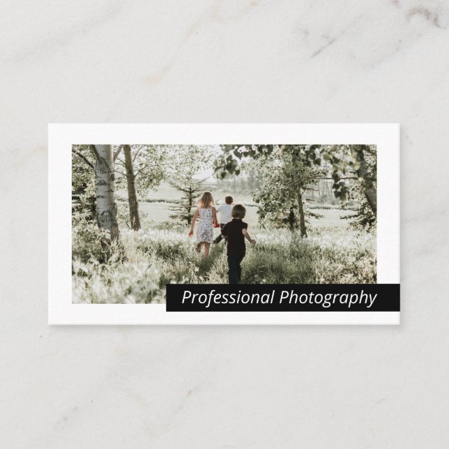 Modern Bold Black White Photo Personalized Business Card (Front)