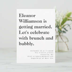 Modern Bold Black White Typography Bridal Brunch   Invitation