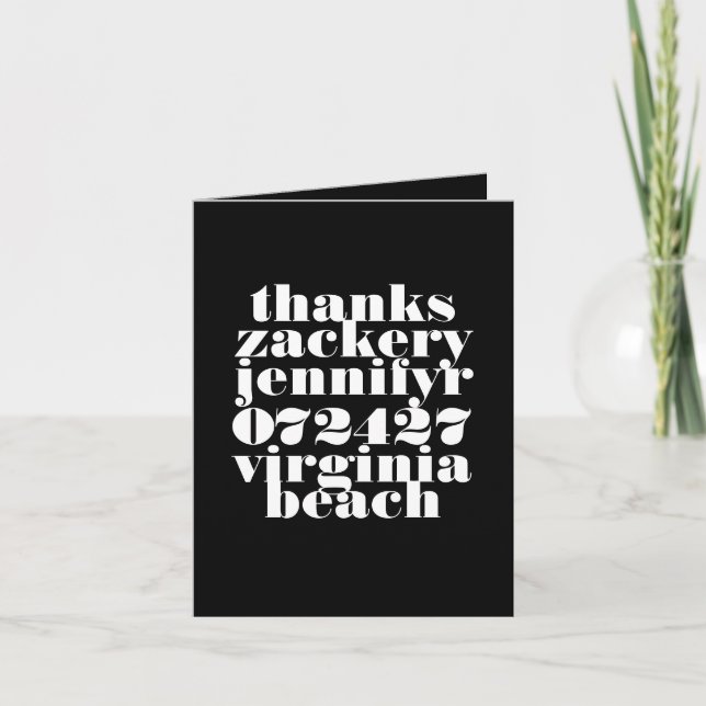 Modern Bold Black White Wedding Photo Thank You Card (Front)
