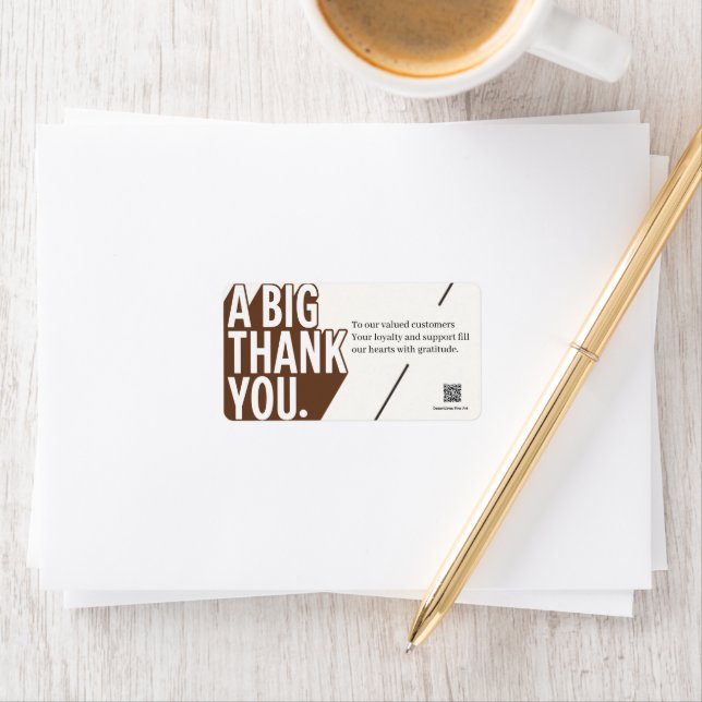 Modern Bold Black White Wedding Thank You Card Label (Insitu)