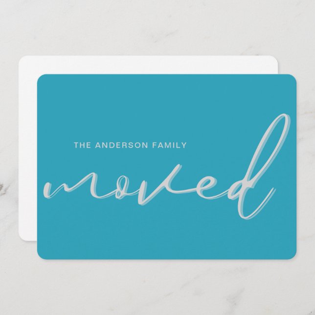 Modern Bold Blue Bright New Address Home Moving Announcement (Front/Back)