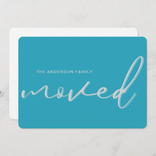 Modern Bold Blue Bright New Address Home Moving Announcement