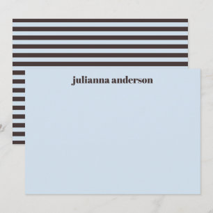 Modern Bold Blue Brown Stripes Personalized Name Card