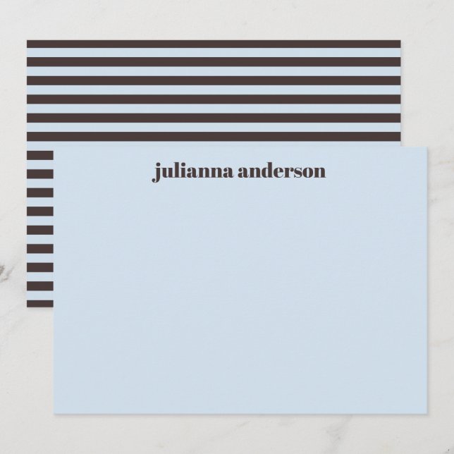 Modern Bold Blue Brown Stripes Personalized Name  Card (Front/Back)