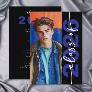 Modern Bold Blue Typography Grad Announcement