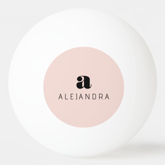 Modern Bold Blush Pink Monogram Name Ping Pong Ball (Front)