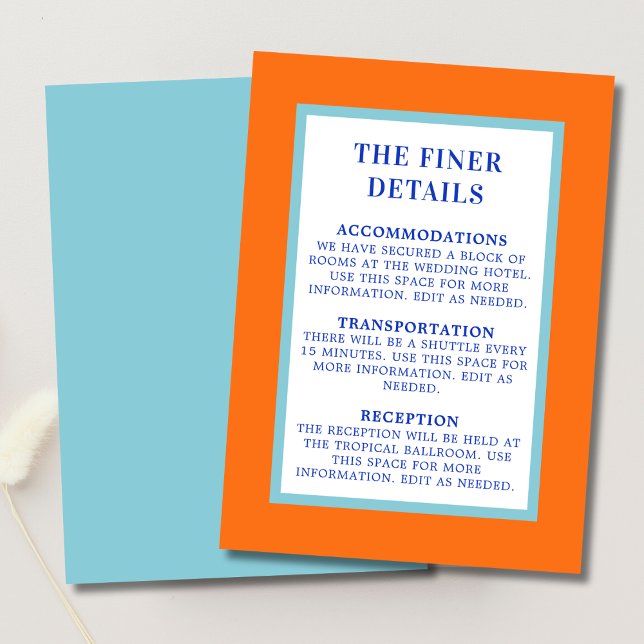 Modern Bold Bright Colorful Custom Wedding Details Enclosure Card (Creator Uploaded)