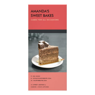 MODERN BOLD BRIGHT PINK RED BAKERY PRICE SERVICE RACK CARD