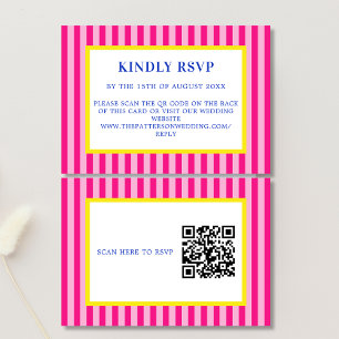 Modern Bold Bright Vibrant Colourful Stripe Weddin RSVP Card
