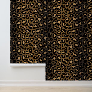 Modern Bold Brown and Cream Leopard Print Wallpaper