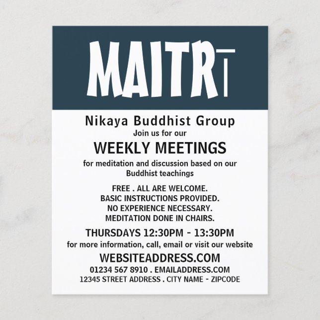Modern Bold, Buddhist Group Advertising Flyer (Front)