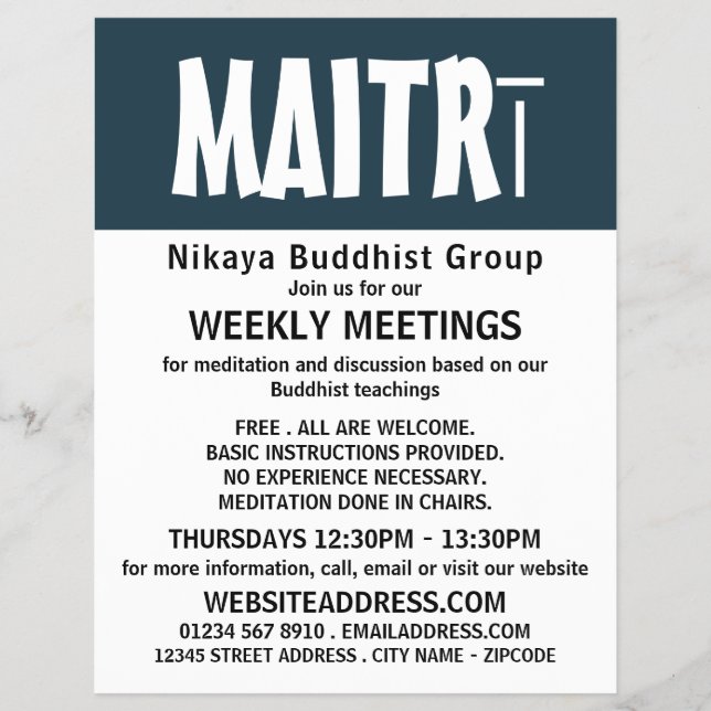 Modern Bold, Buddhist Group Advertising Flyer (Front)