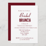 Modern Bold Burgundy Bridal Brunch  Invitation<br><div class="desc">Simple Modern Bold Burgundy Bridal Brunch Invitation</div>