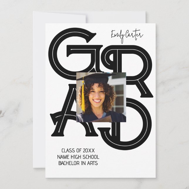 Modern Bold Calligraphy Graduation  Invitation (Front)